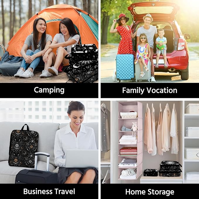 6 Pcs Compression Packing Cubes Waterproof Suitcase Travel Bag Luggage Backpack Organizer Travel Cubes for Packing-Gothic Sty
