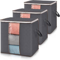 Lifewit 3 Pack 100L Clothes Storage Bins with Lids, Foldable Blanket Storage Bags with Zippers, Clear Window and Reinforced H