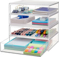 STORi Chloe Space-Saving Clear Drawer Organizer (4 Wide Drawers) Sort Office, Kitchen, Beauty Supplies, Makeup, Pens, Jewelry