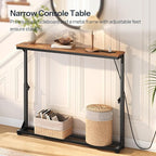 HOOBRO Floating Shelves and Console Table Bundle, 15 Inch Wall Shelf Set of 2, Narrow Entryway Table with Adjustable Height (