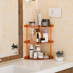 Sezanrpt 3 Tier Acrylic Corner Shelf Organizer Storage 9.5x9.5x15.7 Inch, Orange Countertop Corner Shelf for Bathroom, Kitche