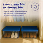 HOMZ 2-Pack Snaplock, Small Clear Plastic Storage Organizer Bins with Lids, 28 Quart, Blue - Stackable Container Boxes for Be