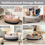 Large Dog Toy Basket, 19.7" X 11" X 7.9" Woven Baskets for Dog Cat Storage, Toy Basket with Handles for Nursery, Living Room,