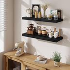 Fun Memories Floating Shelves for Wall, 32 Inch Long Floating Shelves Set of 2, 32 x 10 Wooden Shelves for Wall, Large Storag