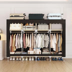 Portable Wardrobe Closet Durable and Easy to Assemble Heavy Duty Clothes Rack with Non-Woven Cover Fabric Best for Bedroom an