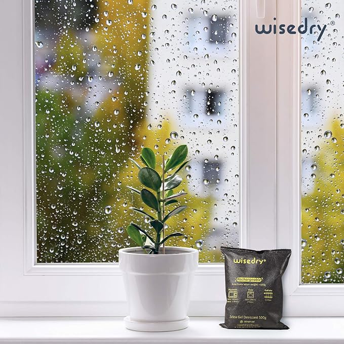 wisedry 4 x 500 Grams [4.4 lbs] Rechargeable Silica Gel Car Dehumidifier, Microwave Fast Reactivated Desiccant Packets Large