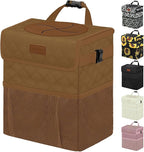 Car Trash Can for Cute, Bag Bin Hanging Waterproof Automotive Car Garbage Cans Leak Proof Vehicle Trash Can Diamond Pattern-Brown