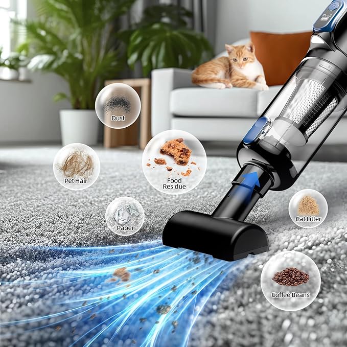 Car Vacuum Portable Cordless, 18000Pa 2 in 1 Vacuum Cleaner&Air Duster, 130W Brushless Motor Handheld Vacuum Cordless with 78