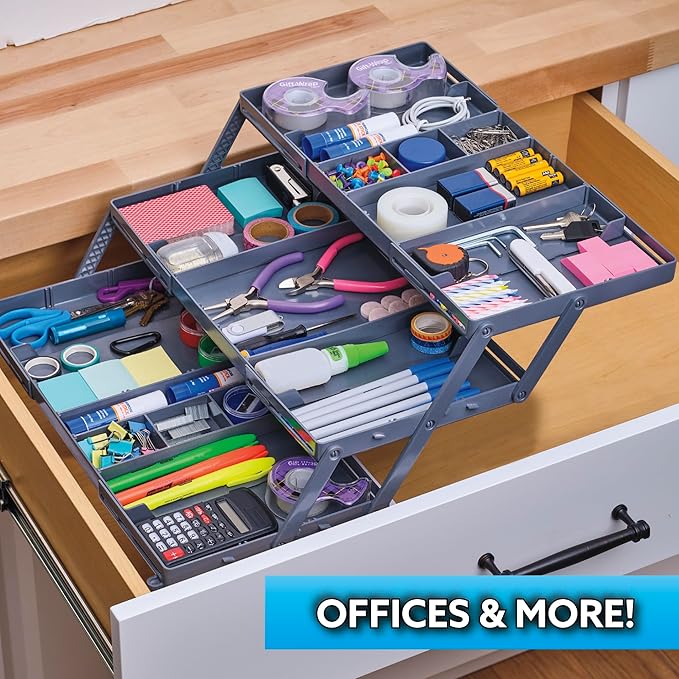 Ontel Smart Drawer Organizer - Multi-level Jewelry Holder, Cosmetics Organizer, or Office Drawer Organizer with Adjustable Di