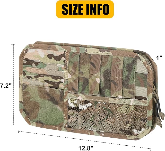 Car Sun Visor Organizer, Tactical Sunvisor Organizers Storage Covers for Trucks, Molle Panel with Pockets Zipper Visor Storage Pouch Accessories, Fits Most Vehicles, SUVs & Jeeps (MC)