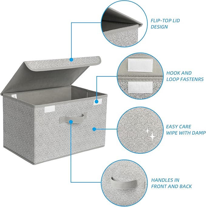 GRANNY SAYS Storage Baskets with Lids, Clothes Storage Boxes, Fabric Storage Bins, Keepsake Box, Closet Organizers and Storag