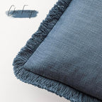 Foindtower Set of 2 Decorative Linen Fringe Throw Pillow Covers Cozy Farmhouse Cushion Cover with Tassels Accent Pillowcase f