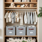 DECOMOMO Storage Baskets, 13x15x13 Storage Cube Bins with Labels for Organizing Shelves Kallax (Kallax / 4pcs, Grey)