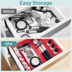 WOWBOX 25 PCS Plastic Drawer Organizer Set, 4 Sizes Desk Drawer Divider Organizers and Storage Bins for Makeup, Jewelry, Gadg