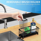 Cisily Sponge Holder for Kitchen Sink, Sink Caddy Organizer with High Brush Holder, Kitchen Countertop Organizers and Storage