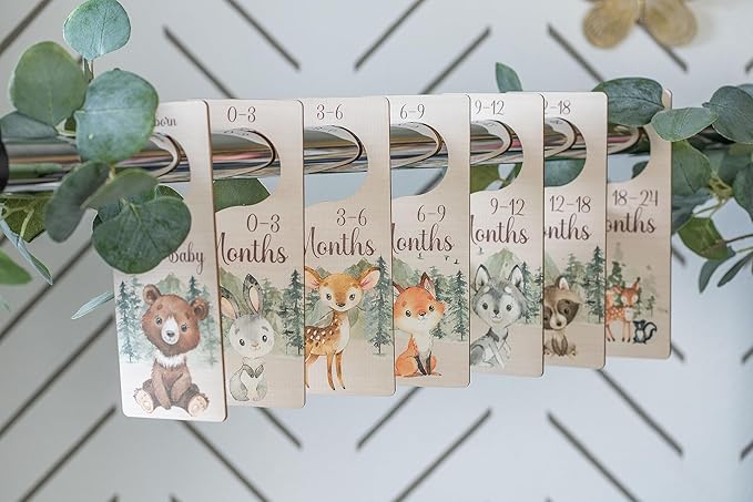 Baby Closet Dividers | Woodland Nursery Decor Closet Dividers for Baby Clothes | Hanging Wooden Baby Clothes Dividers for Clo