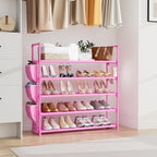 VILICK Shoe Rack for Closet Shoe Organizer Space Saver Storage for 20-25 Pair Shoe Shelf with Hook and Side Pocket Free Stand