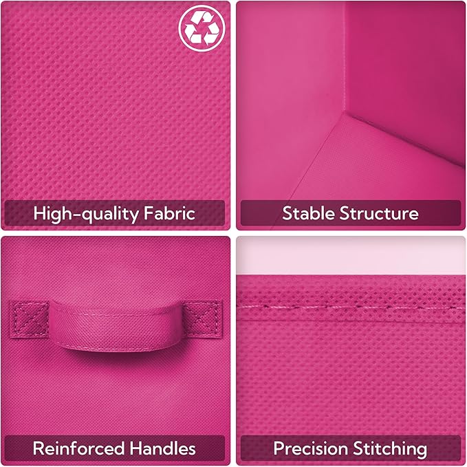 GRANNY SAYS Pink Gradient Cube Storage Bins, 11 Inch Cube Storage Organizer, Fabric Collapsible Storage Bins with Handle, Sto