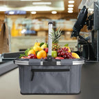 SIYUAN Picnic Basket with Handle 22L Collapsible Grocery Shopping Basket Portable Folding for Travel Camping Reuasble Market 