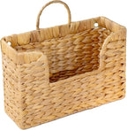 Magazine Holder Wall Basket Water Hyacinth Woven Mail Organizer, Wicker Wall Hanging Baskets for Magazines, Letters & Storage