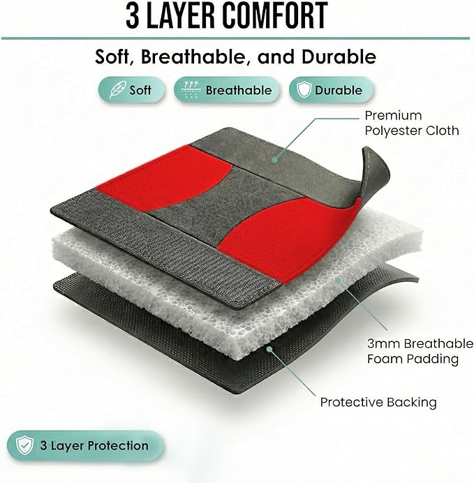 FH Group Flat Cloth Full Set Car Seat Covers Three Row 7 Seater - Universal Fit for Cars, Trucks & SUVs Red