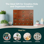 14-Drawer Apothecary Cabinet - Index Card Organizer - Miniature Chest of Drawers - Brass Handle Organizer - Kids' Arts and Cr