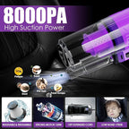 Viewsun 17PCS Car Cleaning Kit, Purple Car Interior Detailing Kit with High Power Handheld Vacuum, Detailing Brush Set, Winds