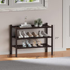 ROMGUAR CRAFT 3 Tier (Thick) Bamboo Shoe Rack for Closet Free Standing Wood Shoe Shelf for Entryway Small Space Stackable 27"