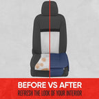 Motor Trend Seat Covers for Cars Trucks SUV, Faux Leather 2-Pack Blue Padded Car Seat Covers with Storage Pockets, Premium In
