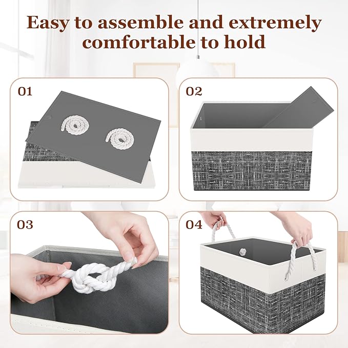 StorageTastic Storage Bin,Collapsible Storage Basket For Organizing,Large Storage Boxes With Rope Handles,Storage Containers,