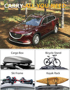 Tuyoung 220lbs Lockable Roof Rack Cross Bars Compatible with Mazda CX9 CX-9 2016 2017 2018 2019 2020 2021 2022 2023, Heavy Duty Anti-Theft Aluminum Roof Rails Crossbars Cargo Carrier Bag Black Bike