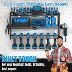 Heavy Duty Power Tool Organizer Wall Mount - 3 Tier Metal Tool Rack with 7 Drill Holders, 300LB Capacity for Garage, Workshop