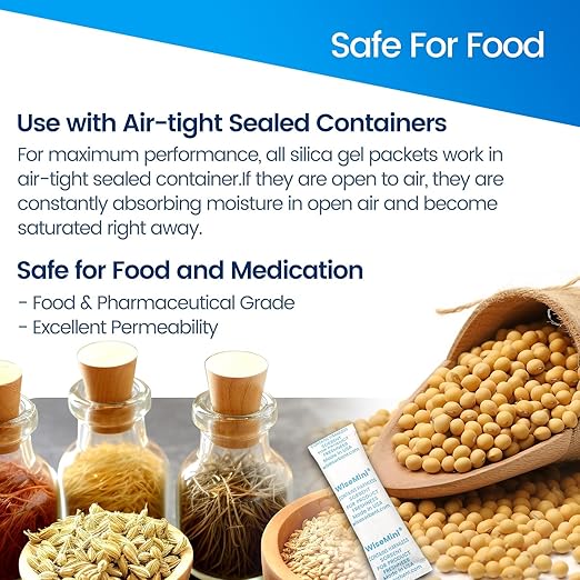 60Pcs 10 Gram Silica Gel Packs, Food Grade Moisture Absorbers, Silica Packets,Moisture Absobering for Food Storage,Desiccant
