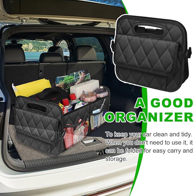 Car Trunk Organizer, Multi-Compartment Auto Trunk Storing Bag with Pockets, Collapsible Organizer and Storage for Sedans, SUVs,
