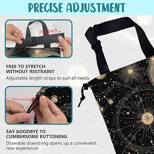 Car Trash Bag Vintage Astrology Planets Leak-Proof Car Garbage Bag with Drawstring Foldable Canvas Trash Bin with Adjustable Buckle for Car Accessories, Travelling, Camping