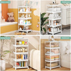 Kmiectse Clear Storage Bins with Lids - 4 Tier Plastic Bins with Wheels, Stackable Storage Bin, Closet Organizers Box for Bed