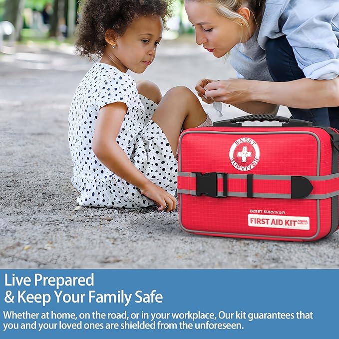 401 Piece First Aid Kit with Chest Seals -Labeled, Expandable & Mountable, Emergency Medical Kit for Home, Car, Camping & Out