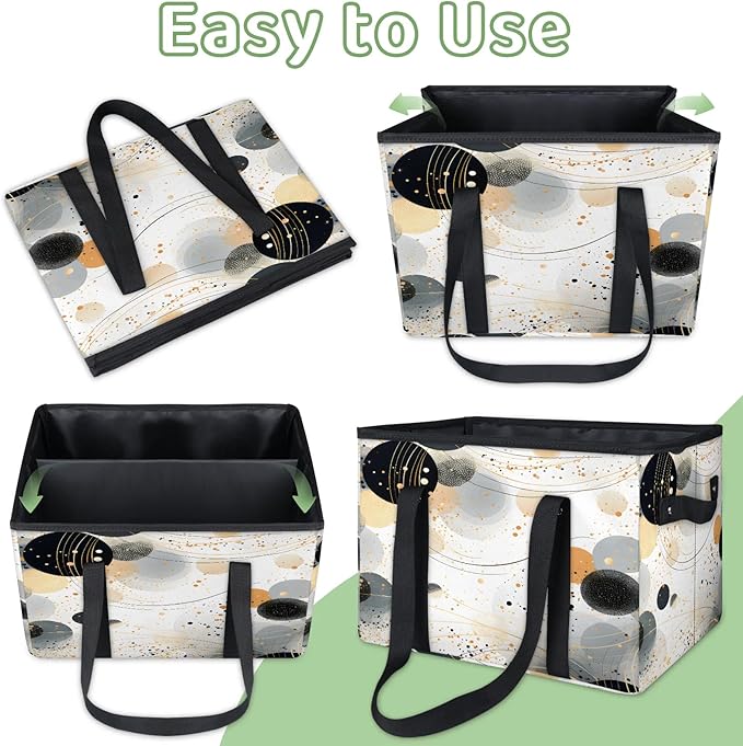 Reusable Grocery Bags Heavy Duty Shopping Bags Foldable Large Tote Bags with Long Handles & Hard Bottom