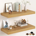 32Inch Oak Floating Shelves for Wall, 12 Inch Deep Shelves for Bedroom, Kitchen, Bathroom Wall Mounted, Rustic Wood Floating 