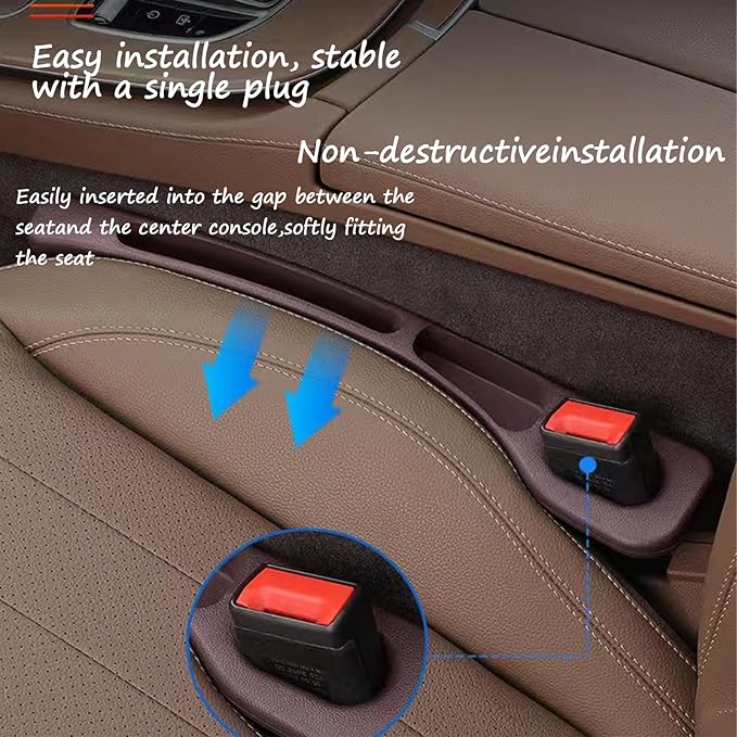 Car Seat Gap Filler- Universal Console Catcher to Prevent Items from Falling Between Seats and Console, Anti-Drop Organizer with Secure Fit (Beige)