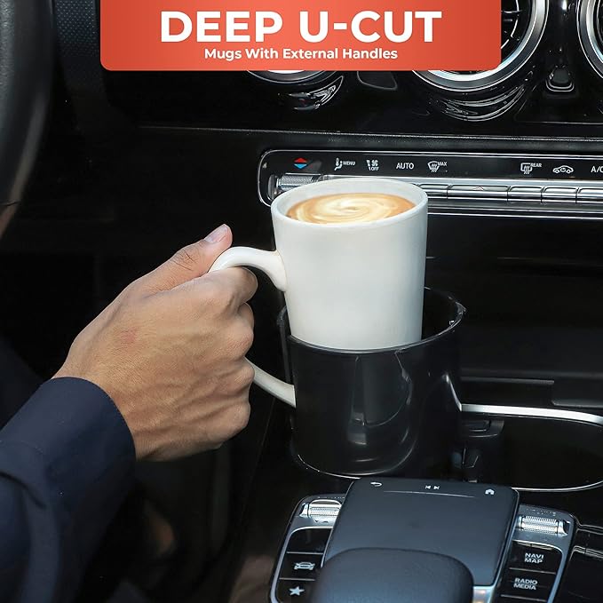 Car Cup Holder Expander - Fits Hydro Flasks 32/40 oz, Nalgene, Yeti & Large Bottles up to 3.8 inches Wide - for Car up to 3.2