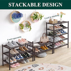 Smiry Bamboo Shoe Rack 5-Tier, Stackable Wooden Shoe Organizer for Entryway & Closet, Free Standing Wood Shoe Storage Shelf f