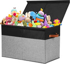 Gowee Large Toy Storage Box with Lid, Sturdy Toys Storage Chest Bin Organizer Basket with Dividers for Kids, Boys, Girls, Nur