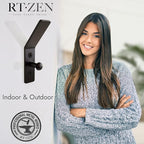 RTZEN Wall Mount Hook Set - Wrought Iron Decorative Rustic Metal Coat Hooks for Hanging - Handcrafted Classic Farmhouse Wall 
