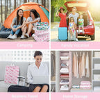 6 Pcs Compression Packing Cubes Waterproof Suitcase Travel Bag Luggage Backpack Organizer Travel Cubes for Packing-Flamingo