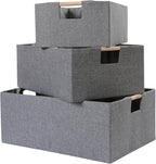ANMINY 6PCS Storage Baskets for Organizing Collapsible Fabric Storage Bins Boxes with Wood Handles Closet Shelves Cube Organi