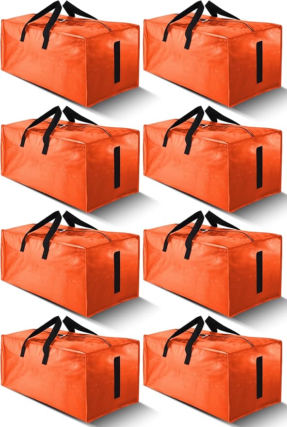 HOMESURE 8 Pack Large Strong Moving Bags with Zippers & Carrying Handles - Water-Resistant - Heavy Duty Storage Tote for Spac