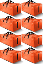 HOMESURE 8 Pack Large Strong Moving Bags with Zippers & Carrying Handles - Water-Resistant - Heavy Duty Storage Tote for Spac