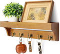 Rebee Vision Decorative Key Holder for Wall with Shelf: Farmhouse Mail Rack with 5 Sturdy Key Hooks for Home Decor, Apartment