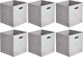 Amazon Basics Collapsible Cube Storage Bins, Space-Saving, Organizing Fabric Bins with Handles, 10.5 x 10.5 x 11 inches, Ligh